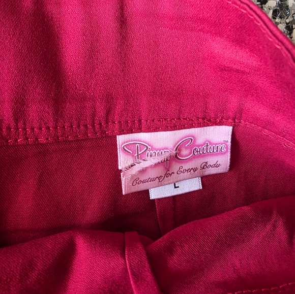 Pinup Couture Red High Waisted Pencil Skirt Rockabilly Large - Picture 2 of 2